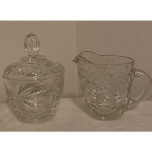 Vintage Anchor Hocking “Star of David” Creamer and Sugar Bowl with Lid